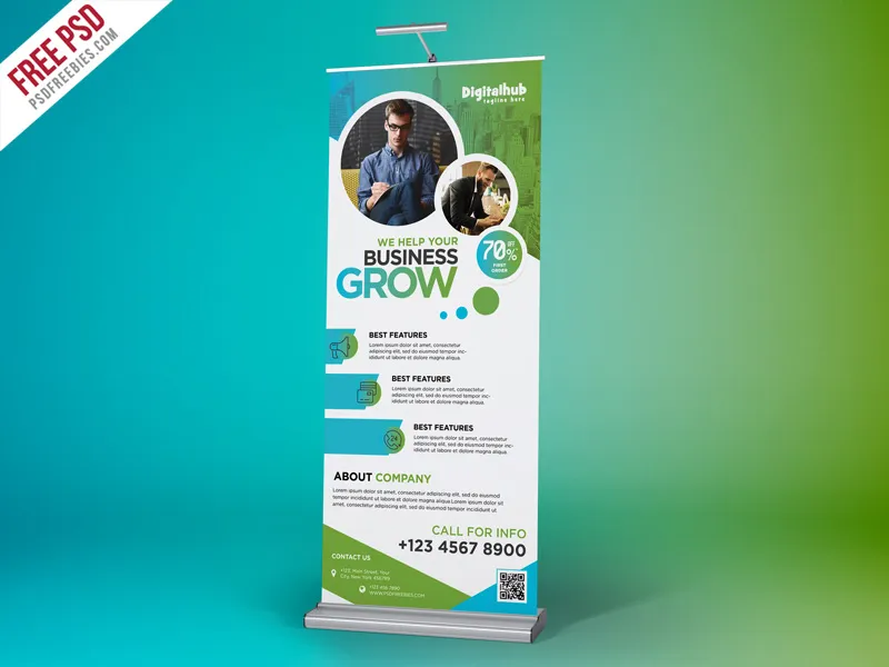 Business Promotion Roll-up Banner Template PSD