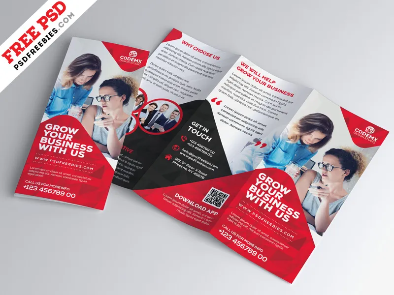 Business Tri-fold Brochure Template Design PSD