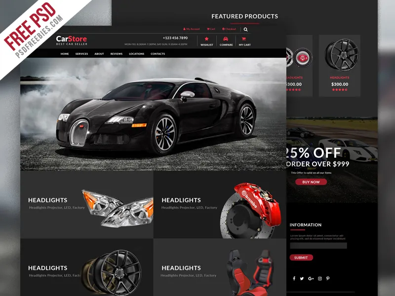 Car Accessories Ecommerce Web Template Free PSD