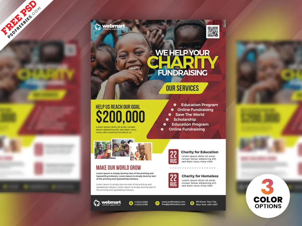 Charity Fundraisers Flyer PSD Template