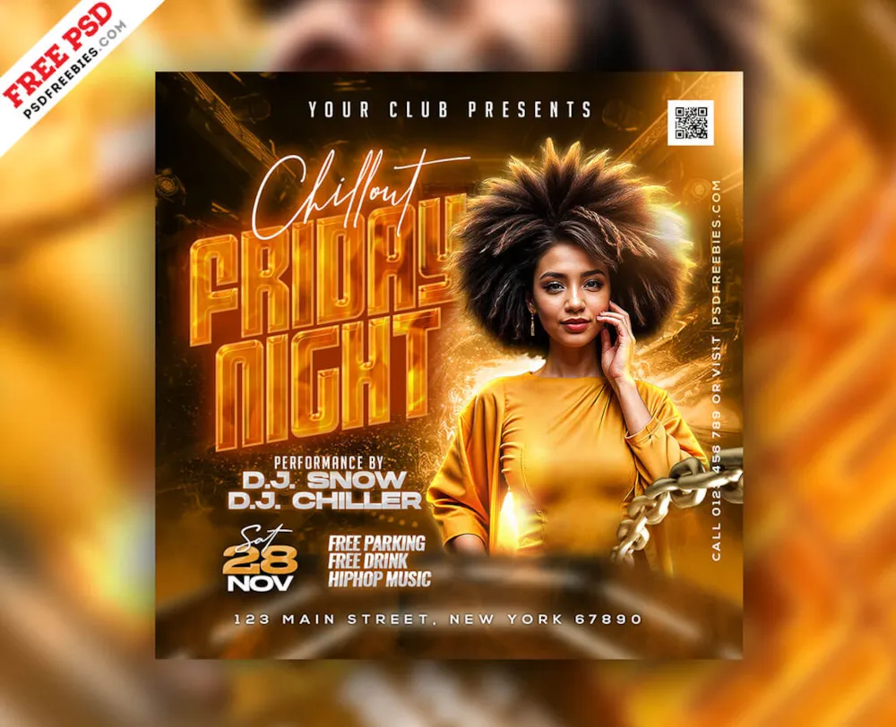 Chillout Club Friday Party Post PSD