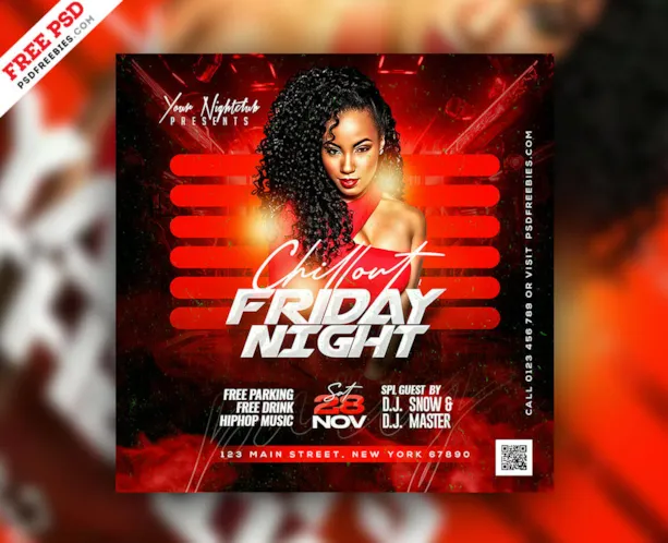 Chillout Friday Party Social Media Post PSD