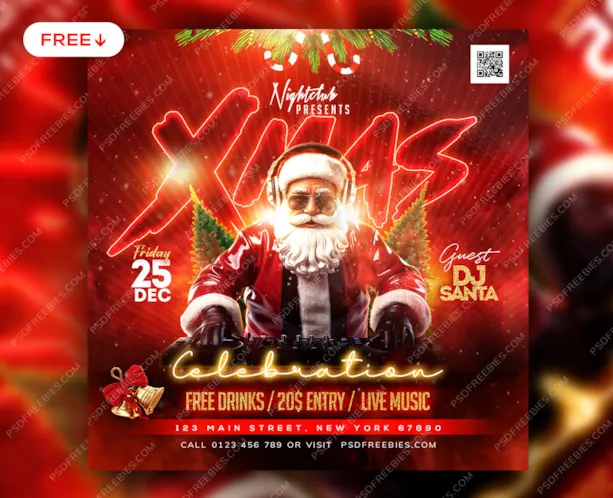 Christmas Celebration Party Post PSD