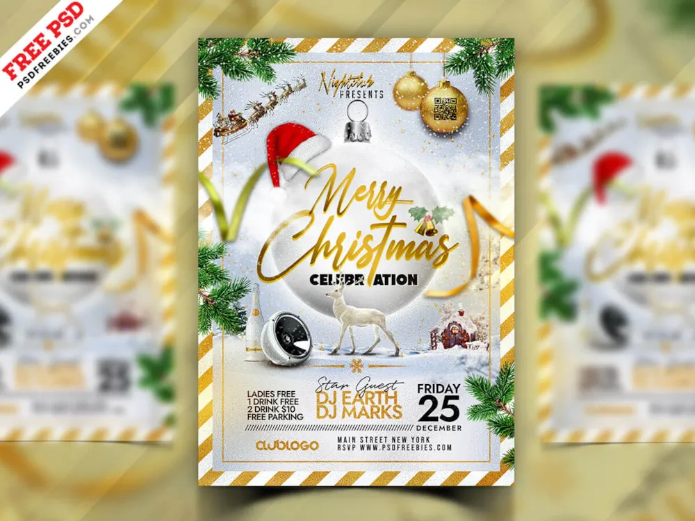 Christmas Day Party Flyer PSD Template