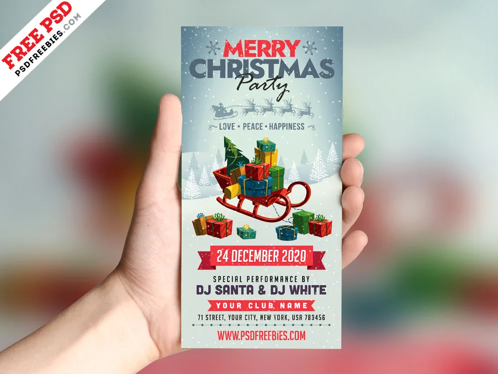 Christmas Party DL Flyer Design PSD