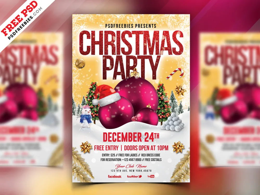 Christmas Party Flyer Design PSD