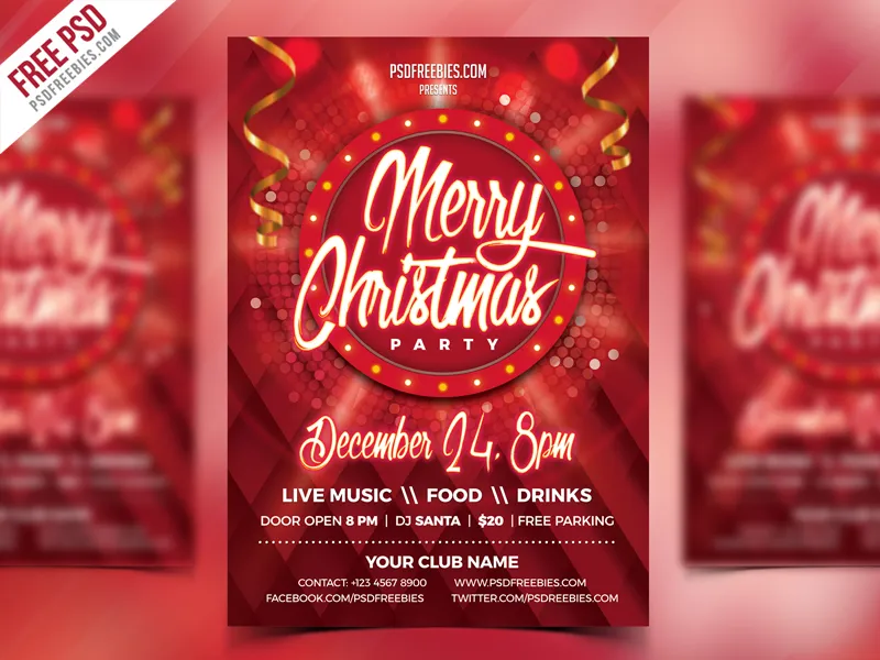 Christmas Party Flyer PSD Template