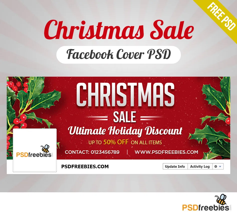 Christmas Sale Facebook Cover PSD Freebie
