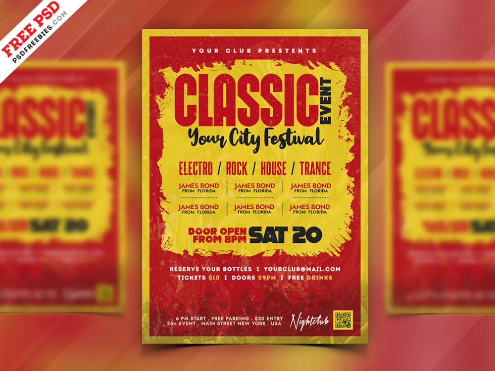 Classic Music Event Party Flyer PSD