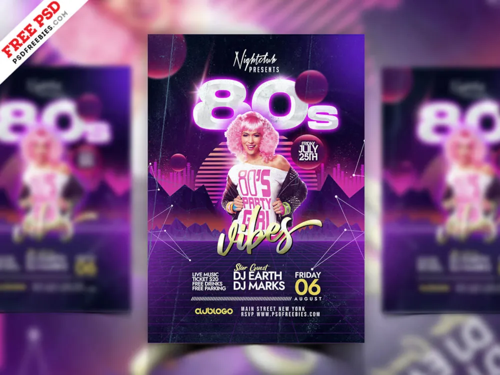 Classic Retro Theme Party Flyer PSD