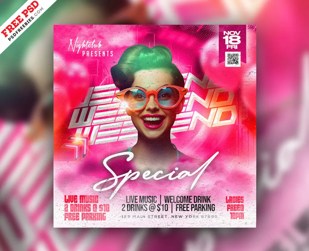 Classic Weekend Club Party Instagram Post PSD