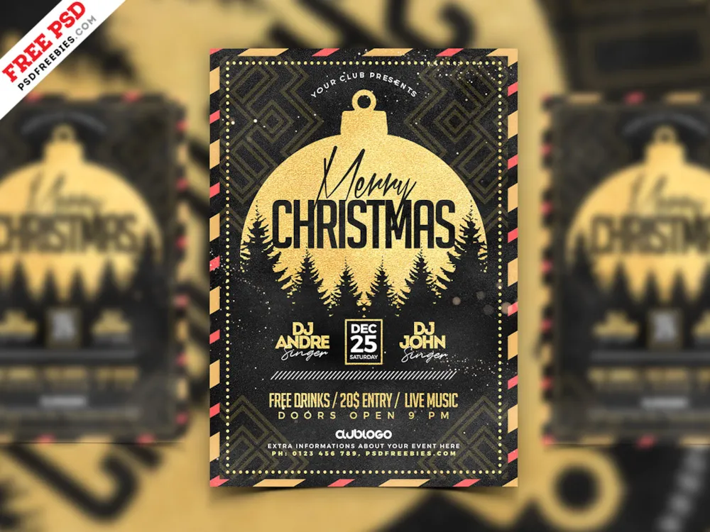 Classy Christmas Party Flyer PSD Template