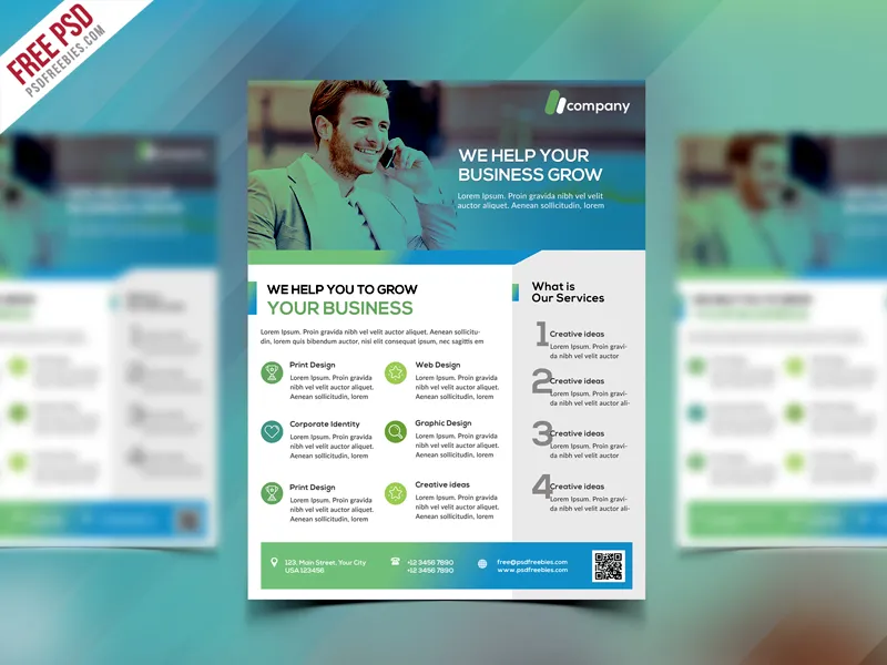 Clean Business Flyer Template Free PSD