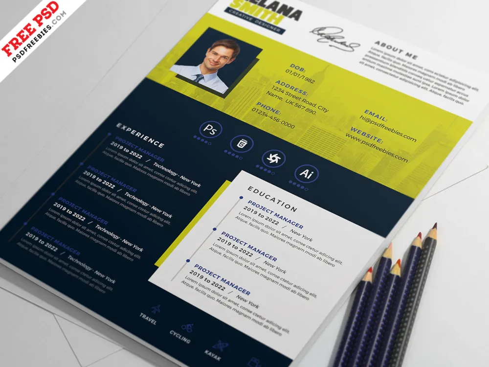Clean Modern Resume CV PSD Template