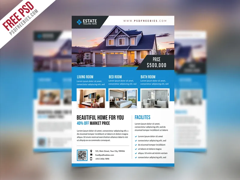 Clean Real Estate Flyer Template PSD