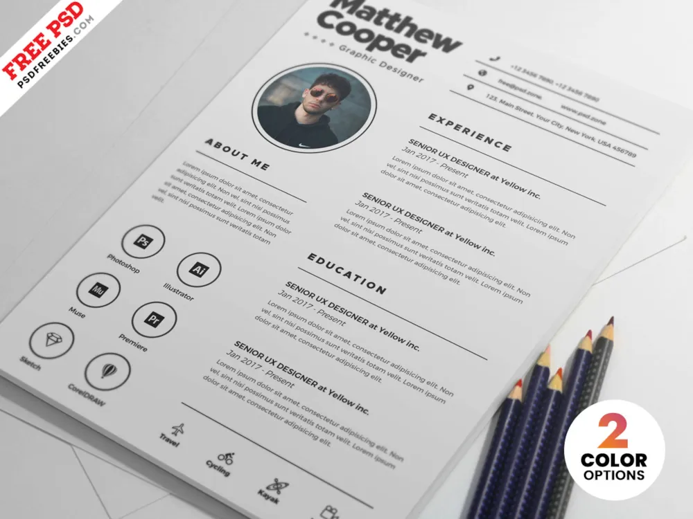 Clean Resume CV PSD Template