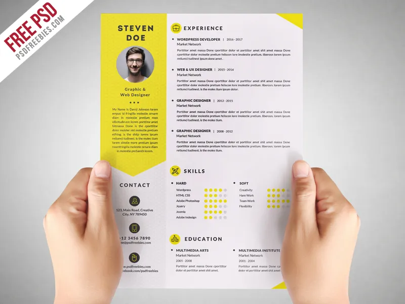 Clean Resume CV Template Free PSD