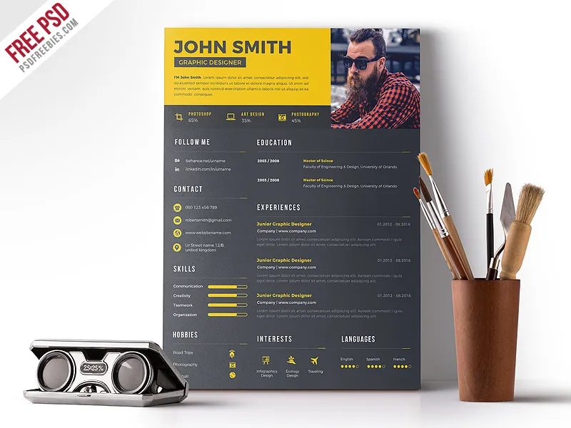 Clean Resume Design Free PSD