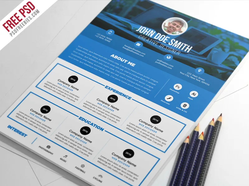 Clean and Designer Resume CV Template PSD