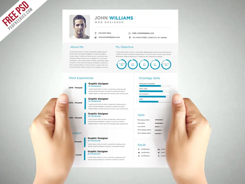 Clean and Elegant Resume Template Free PSD