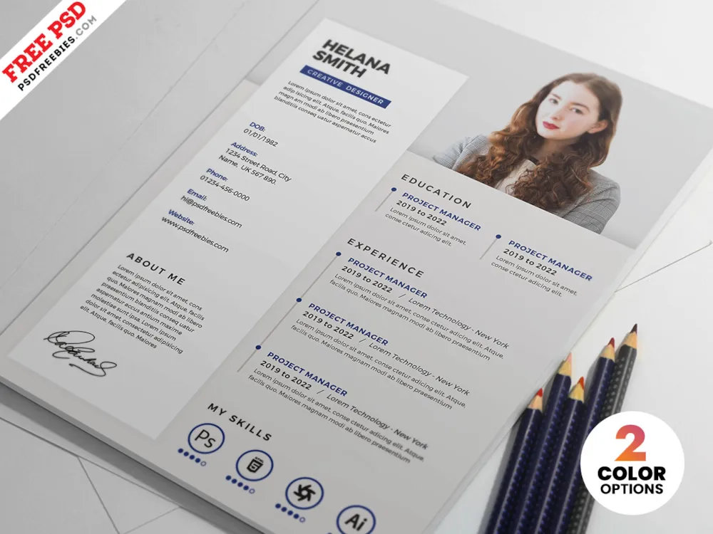 Clean and Fresh Resume Design PSD Template