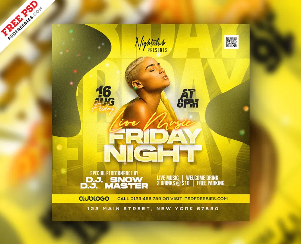 Club DJ Night Party Social Media Instagram Post PSD
