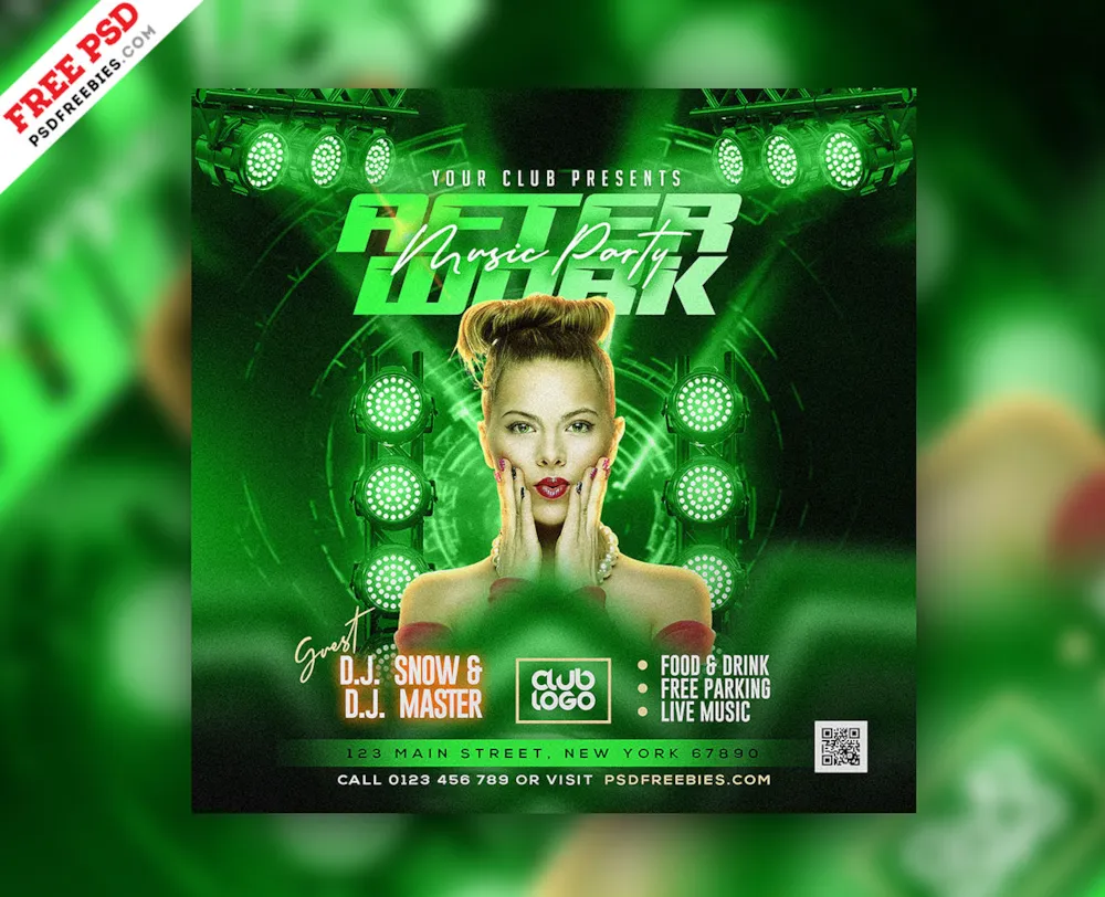Club DJ Party Event Social Media Post Design PSD