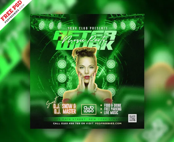 Club DJ Party Event Social Media Post Design PSD