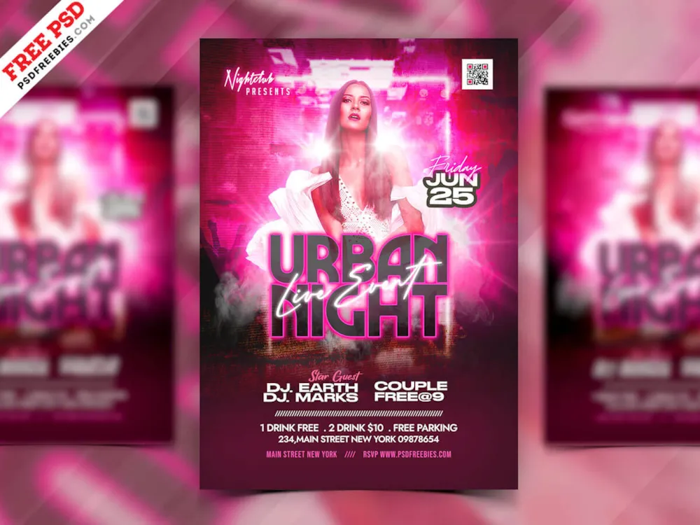 Club DJ Urban Party Flyer PSD Template