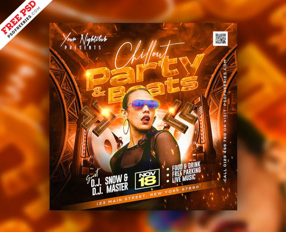 Club Party Beats Social Media Post PSD
