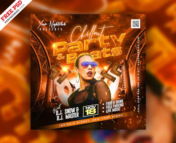 Club Party Beats Social Media Post PSD