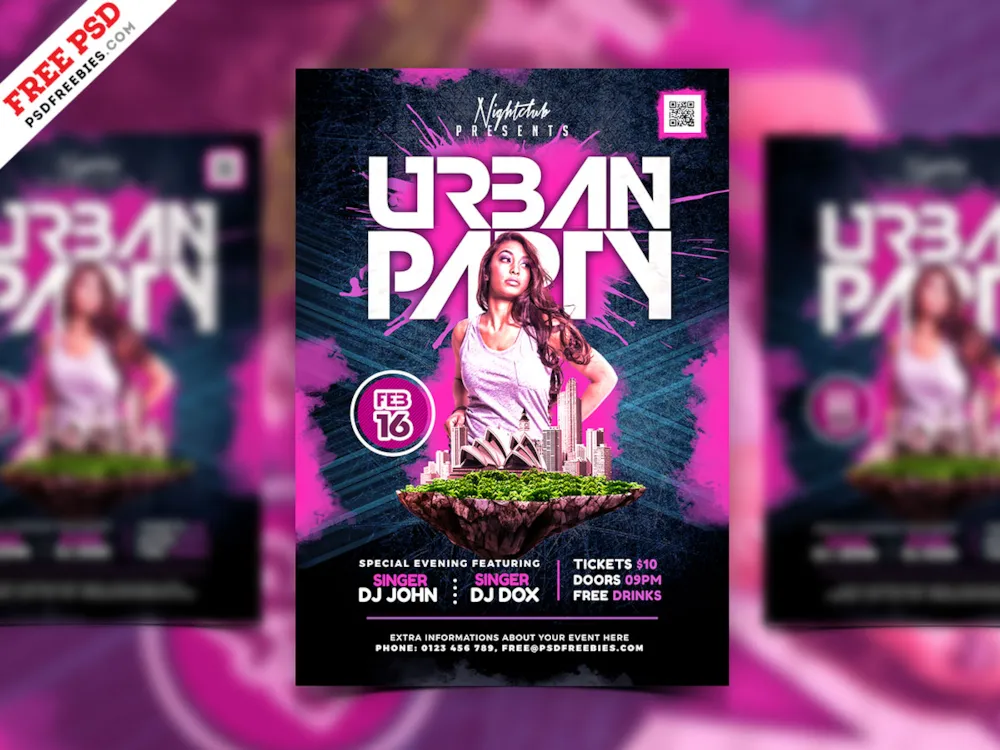 Club Urban Party Creative Flyer Design PSD