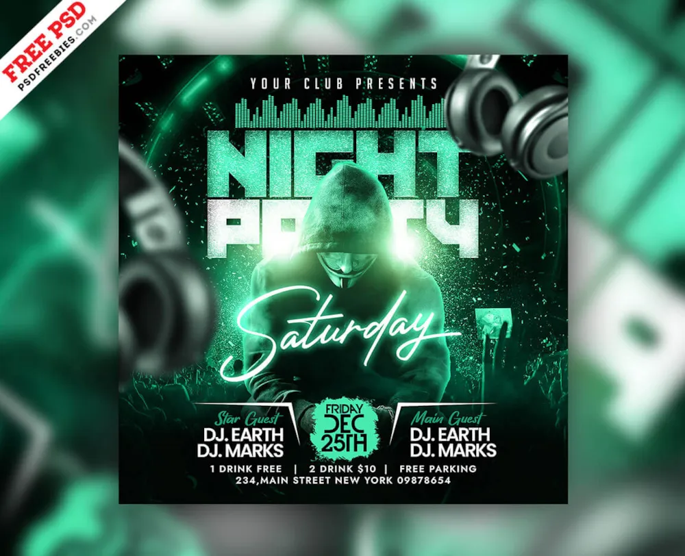 Club Weekend Music Party Instagram Post PSD