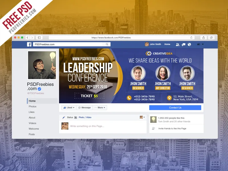 Conference Announcement Facebook Cover PSD