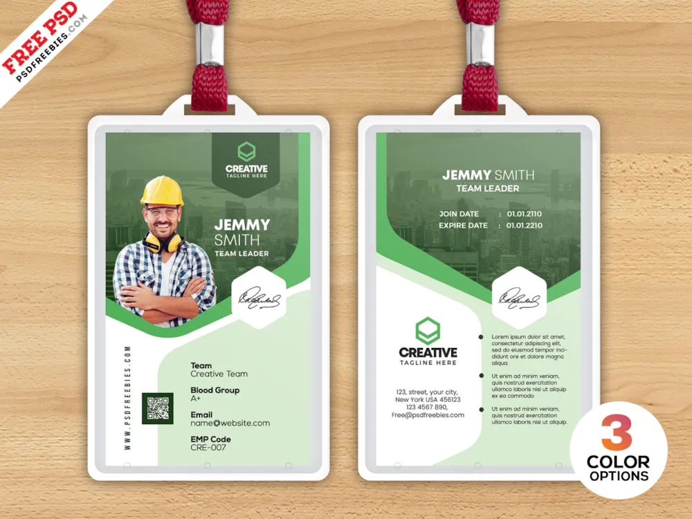 Construction Company ID Card Format PSD