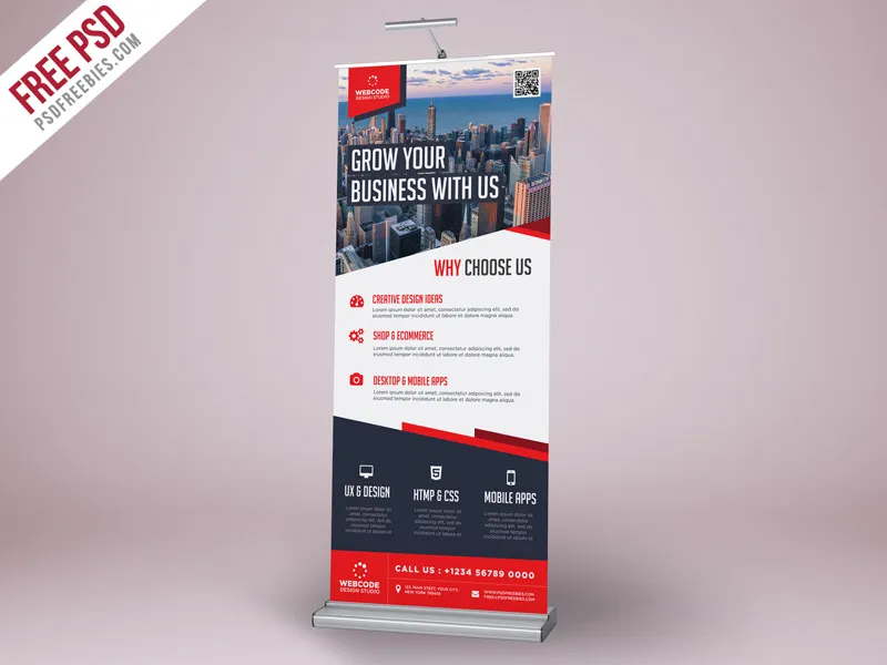 Corporate Advertisement Roll-Up Banner PSD Template