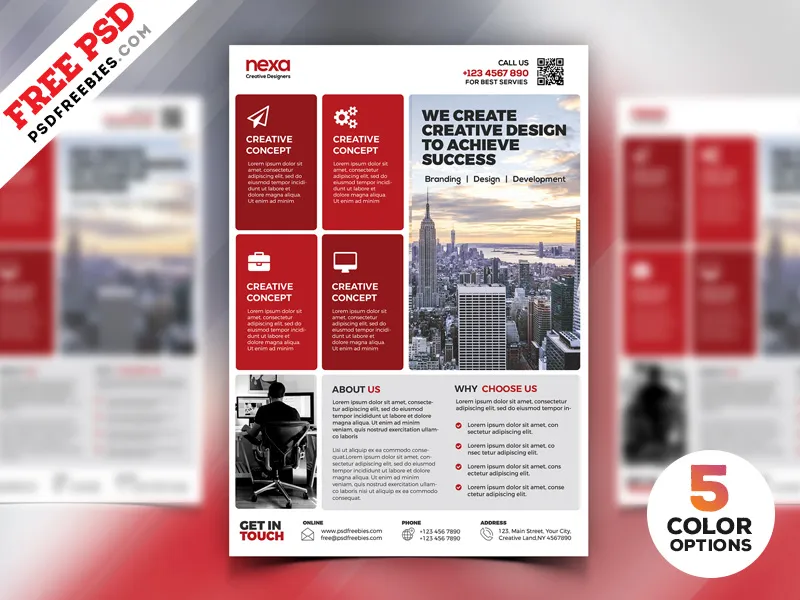 Corporate Modern Flyer Template Free PSD Set