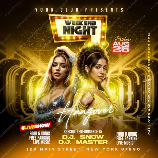 Crazy Friday Night Club Music Party Post PSD