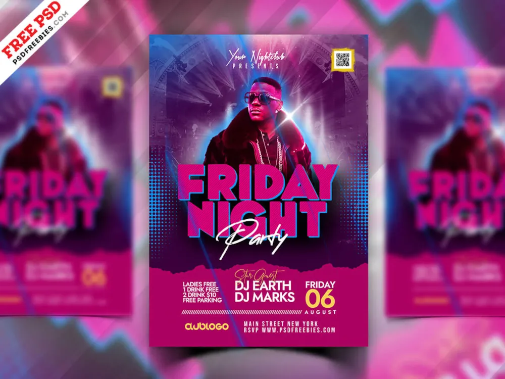 Crazy Friday Night Club Party Flyer PSD