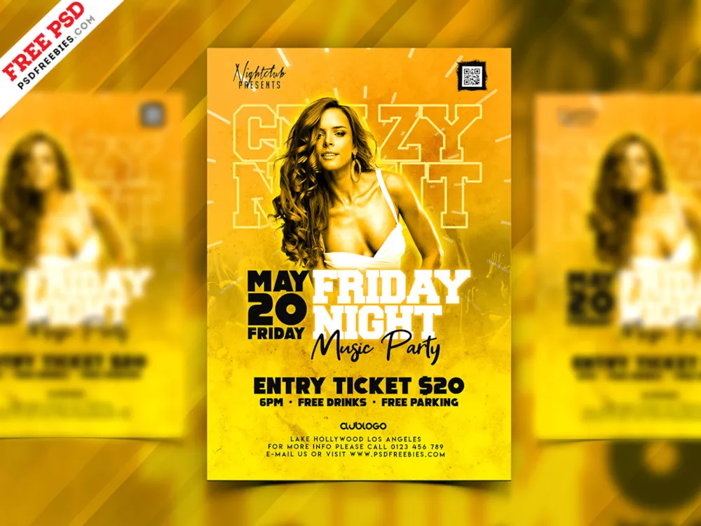 Crazy Friday Night Party Flyer PSD