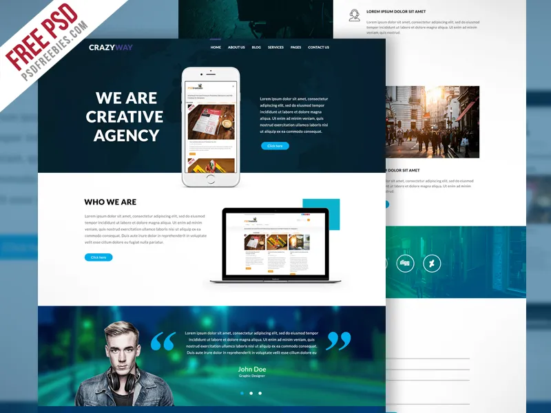 Creative Agency Website Template Free PSD