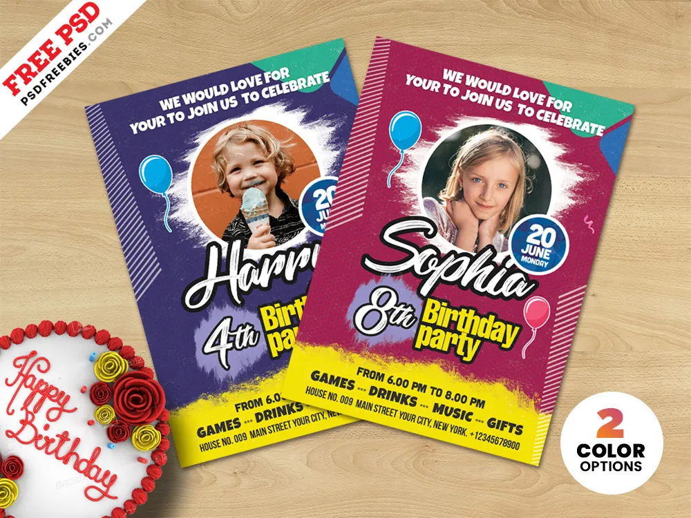 Creative Birthday Party Invitation Card PSD