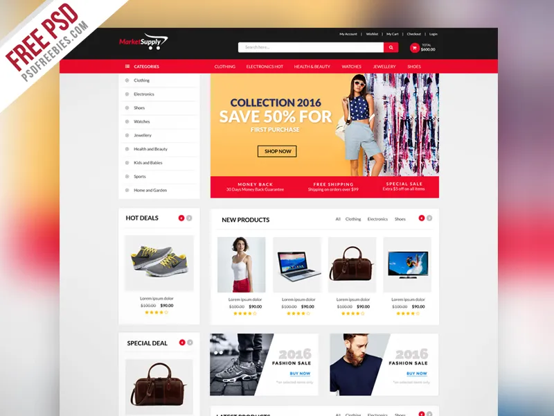 MultiPurpose eCommerce Website Template PSD