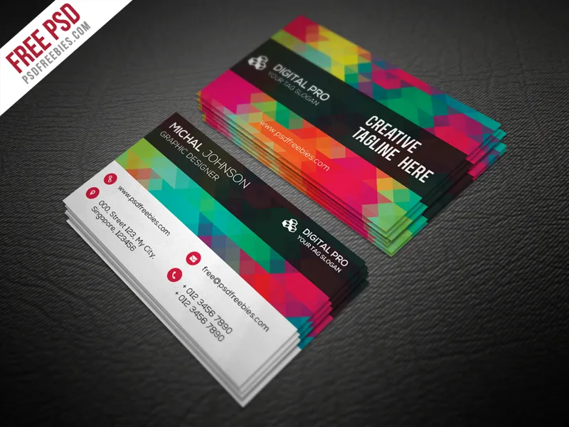 Creative Multicolor Business Card Template Free PSD