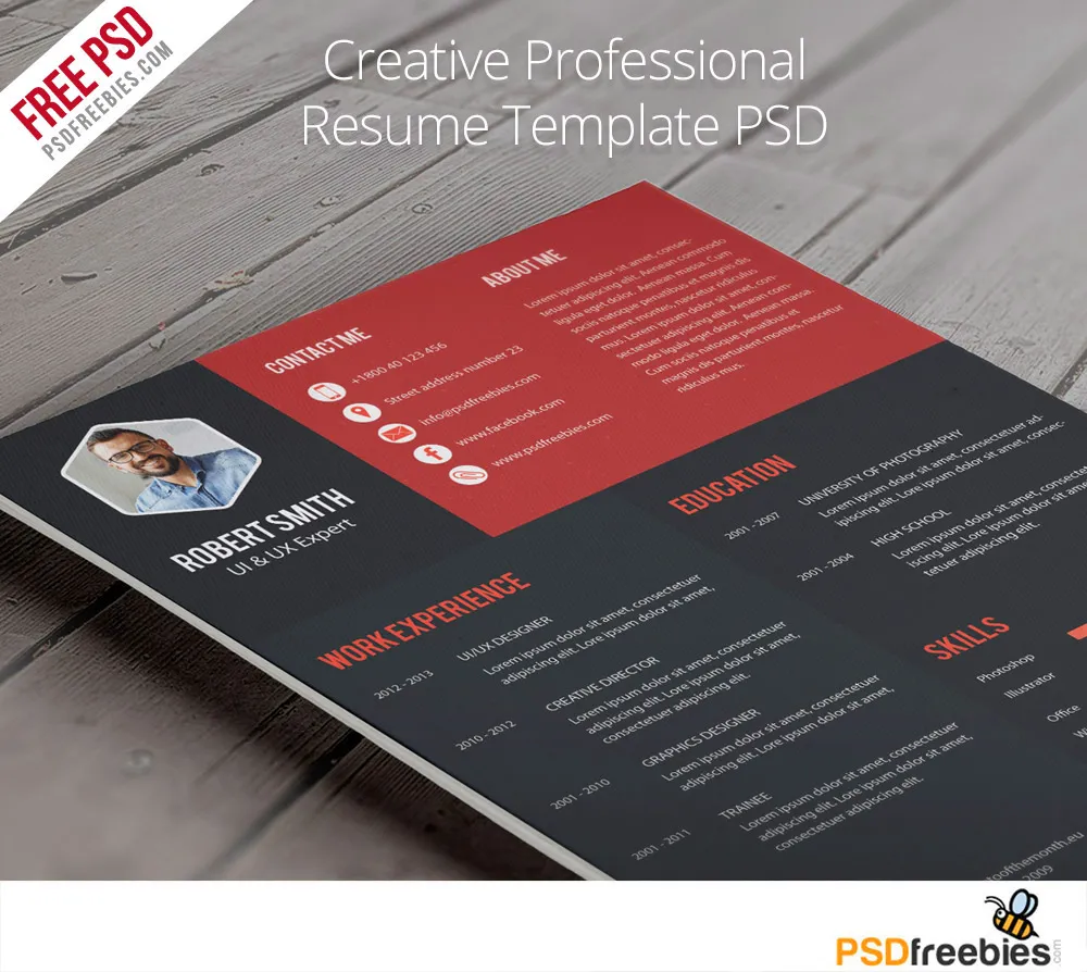 Creative Professional Resume Template Free PSD
