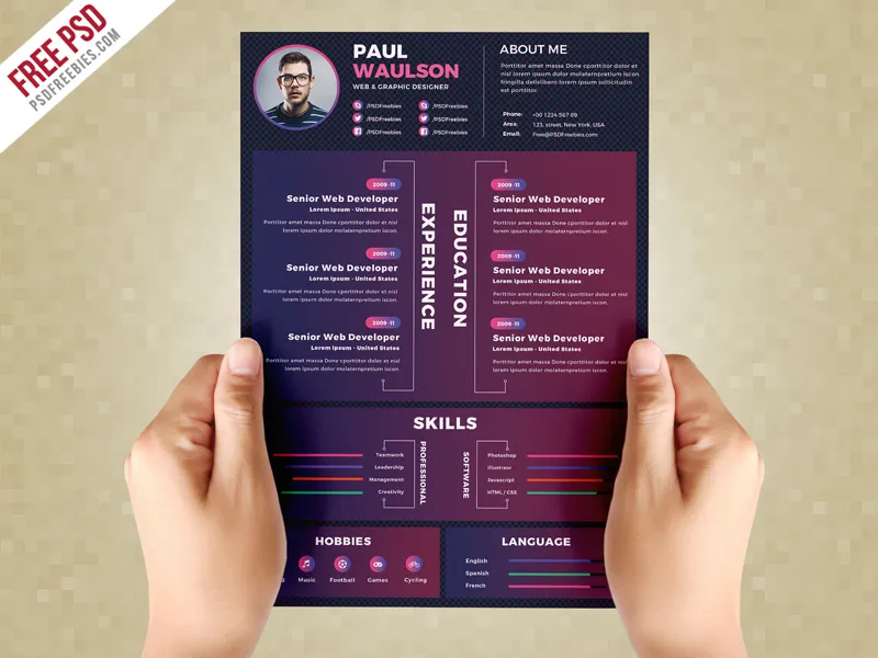 Creative Resume Design Template PSD