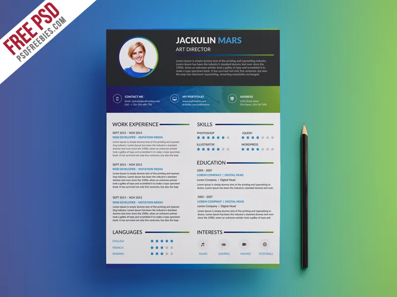 Creative Resume Template Free PSD