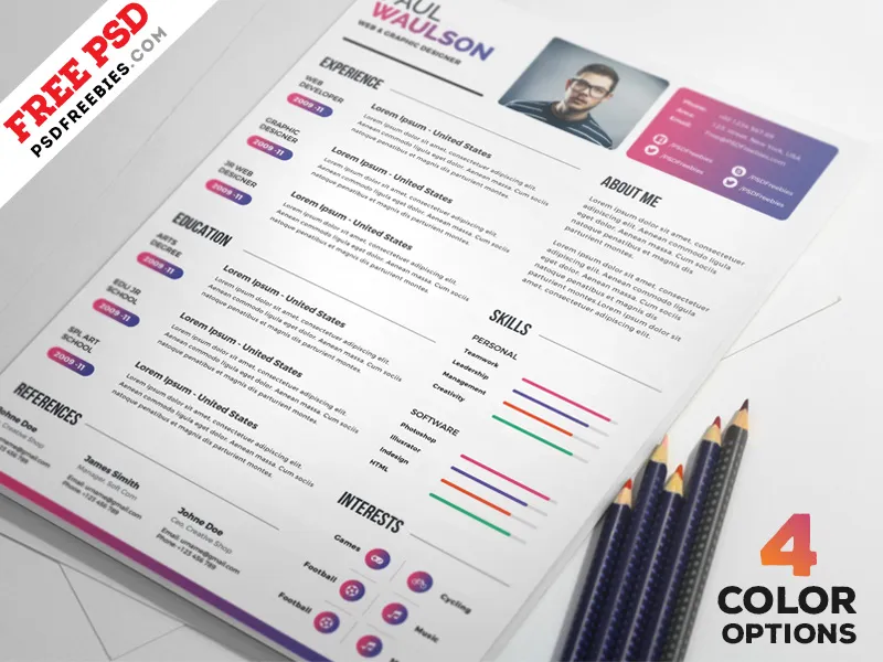 Creative Resume Template PSD Set