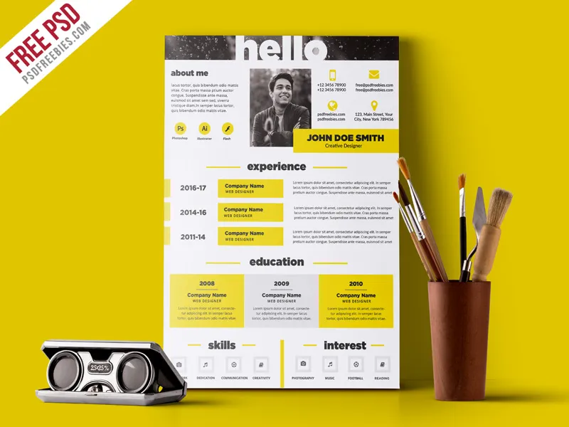 Creative and Elegant Resume Template Free PSD