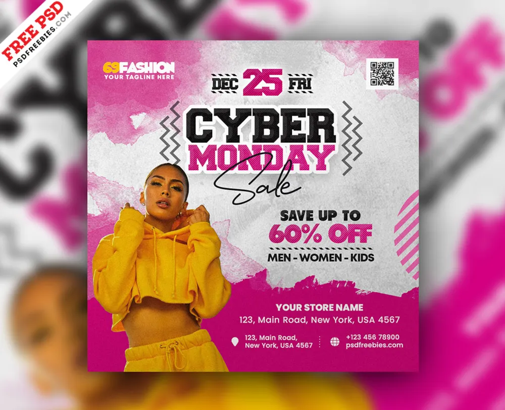 Cyber Monday Sale Social Media Post PSD